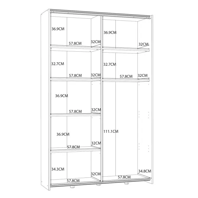 Szafa 2-drzwiowa OZZULA drzwi przesuwne 120cm dąb sonoma biały - OZLS62237-Q45F