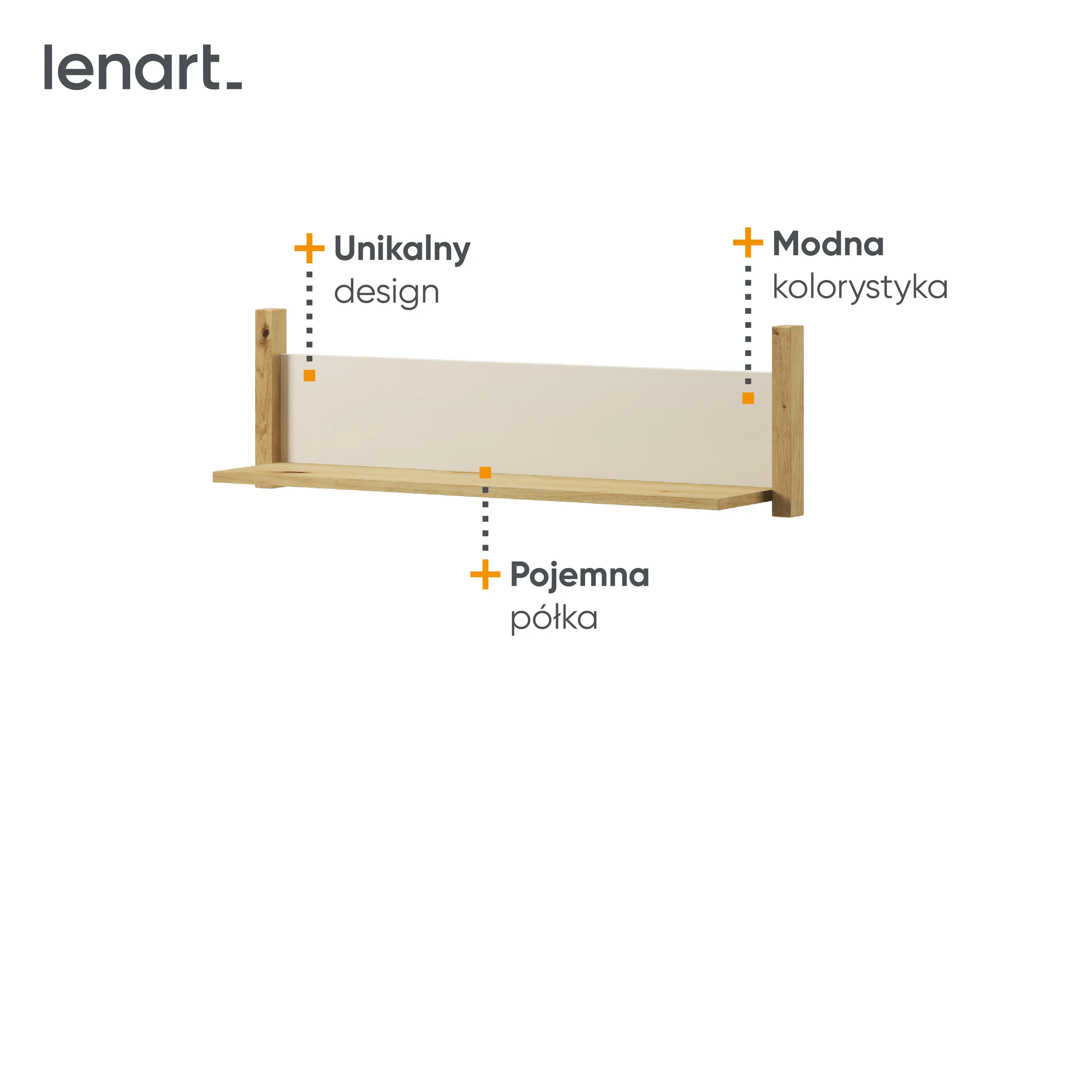 Półka wisząca Lenny LY-05 dąb artisan/beż - LY5ABT