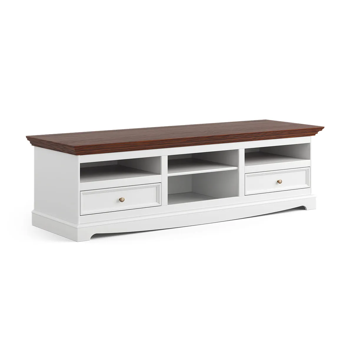 Szafka RTV z 2 szufladami BELLUNO ELEGANTE 167 cm biała, orzech