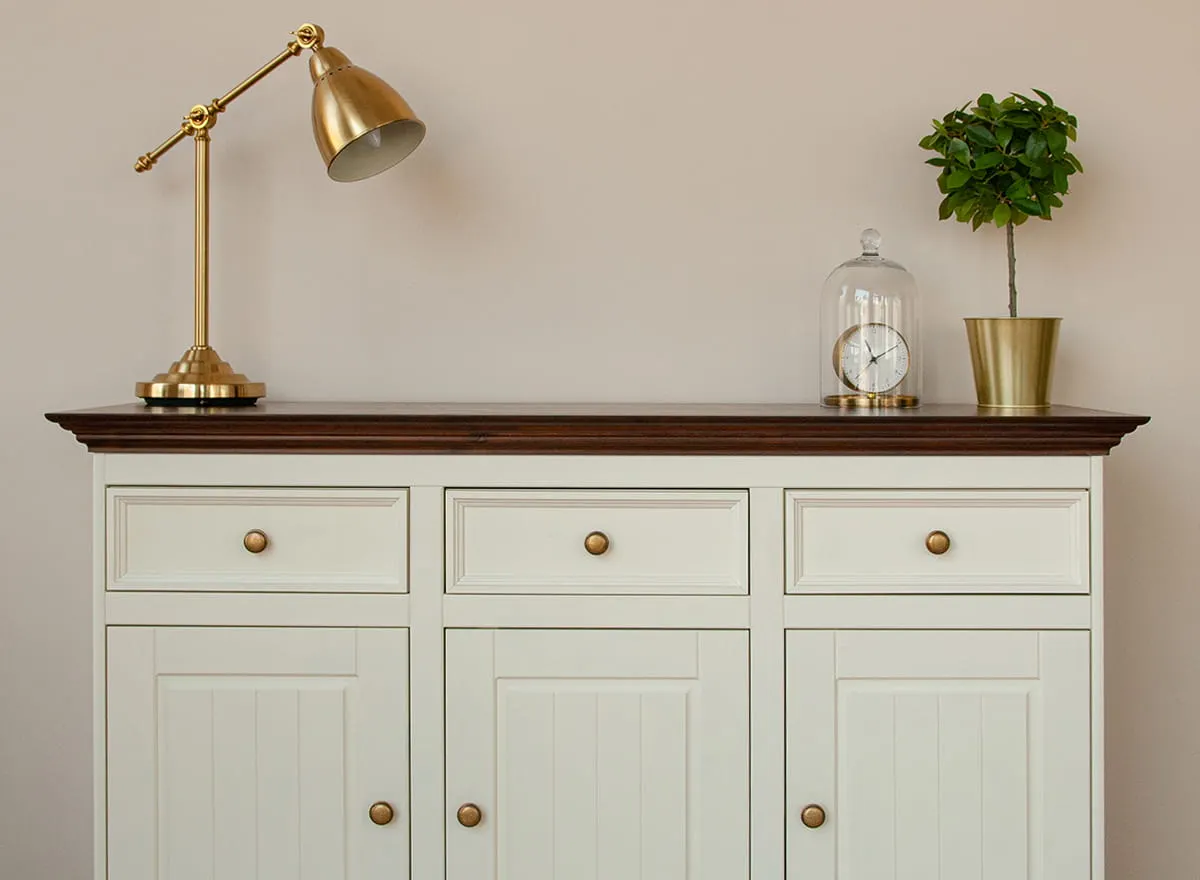 Komoda 3-drzwiowa z 3 szufladami BELLUNO ELEGANTE biała, orzechowy - PL002B/O