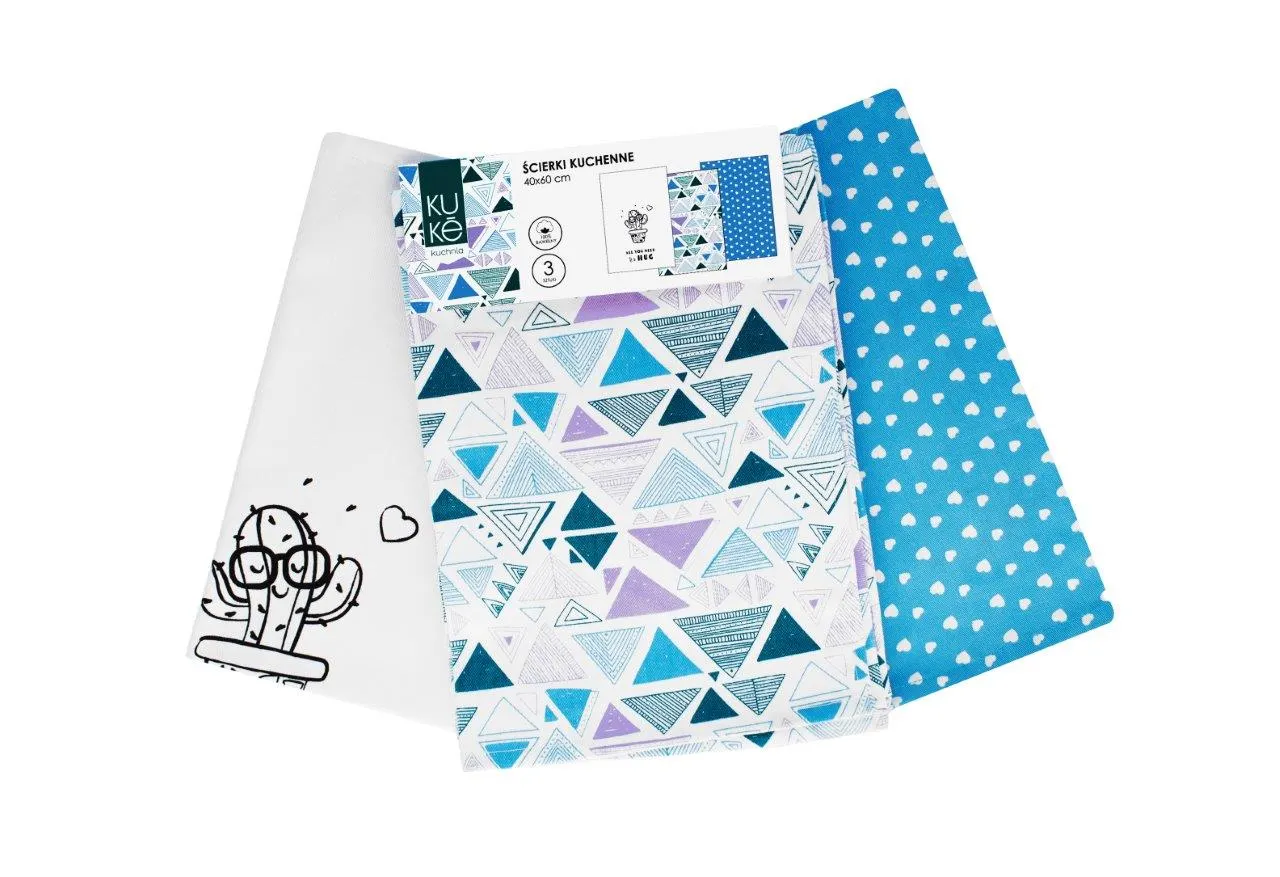 Ścierka zestaw 3 szt. KUKE 007 hug kaktus 40x60 wielokolorowy - FARO_25580