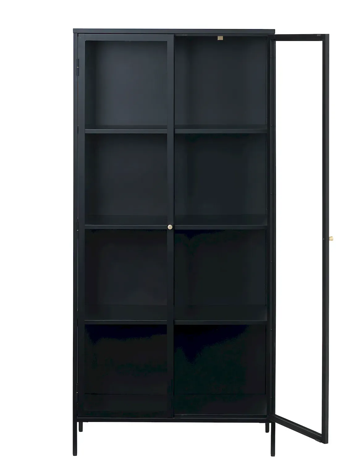 Witryna wysoka CARMEL 2-drzwiowa z przeszklonymi drzwiami i bokami W190 cm - czarna - UN_42040600