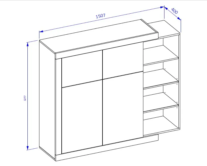 Komoda SINTRA 45 dwudrzwiowa z półkami biała dąb aamdal 150x128x40cm - 24BSKS45