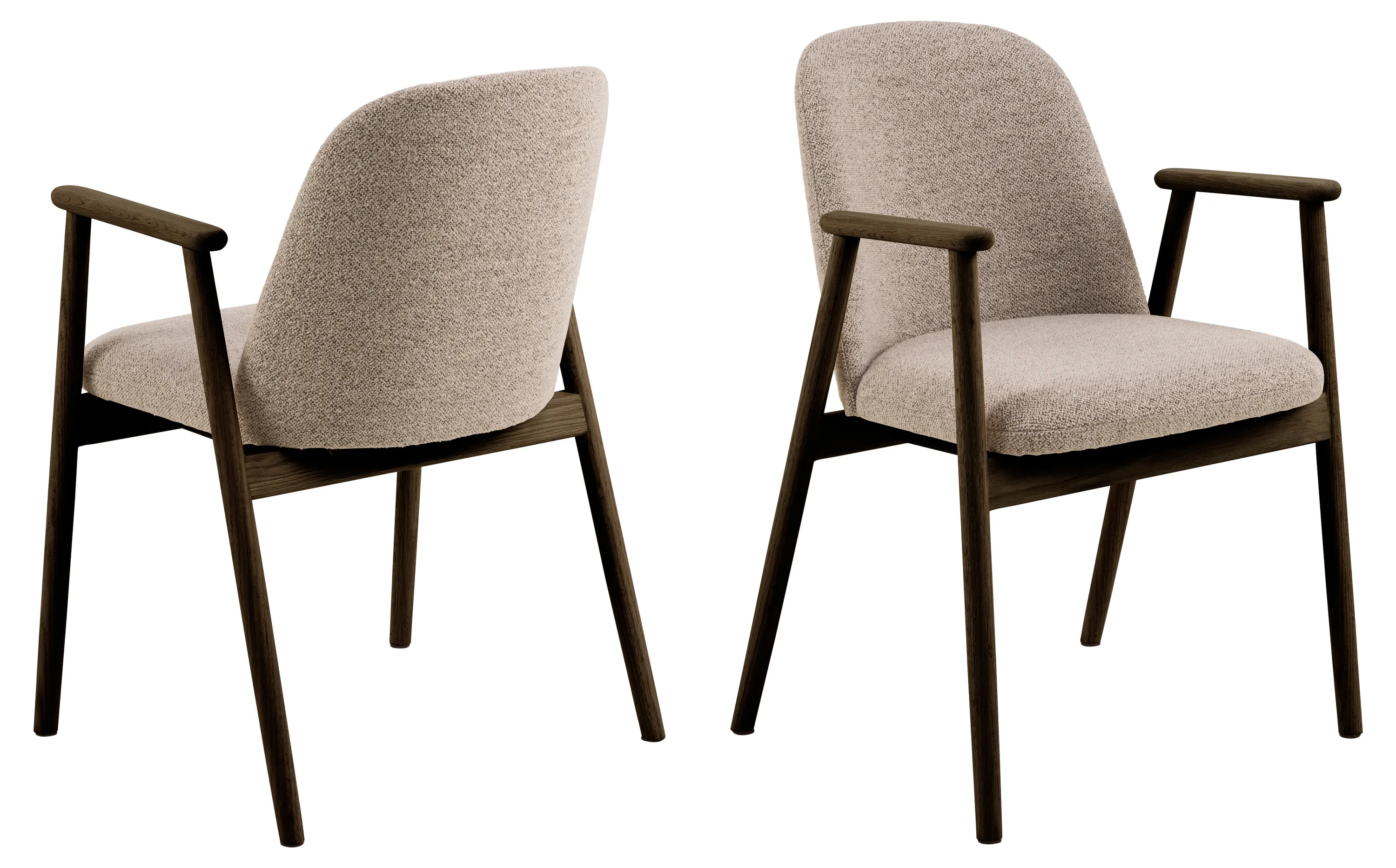 Krzesło z drewnianymi podłokietnikami LEO beżowe, dąb dymiony