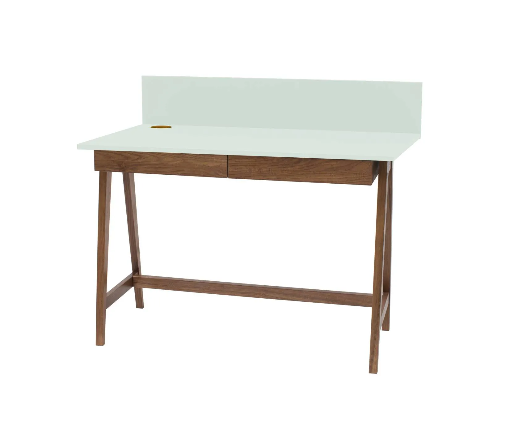 Biurko z szufladami i panelem LUKA 110x50 miętowe/nogi kolor dąb
