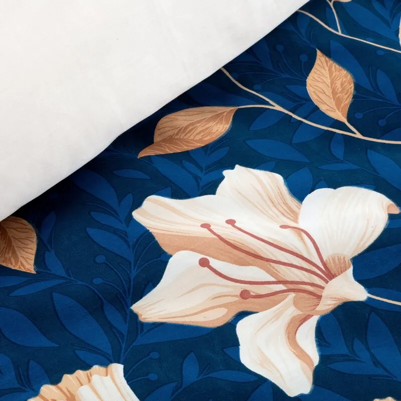 Komplet pościeli satynowej NIKA 48 220 X 200 cm Granatowy, Kremowy - EU_451815