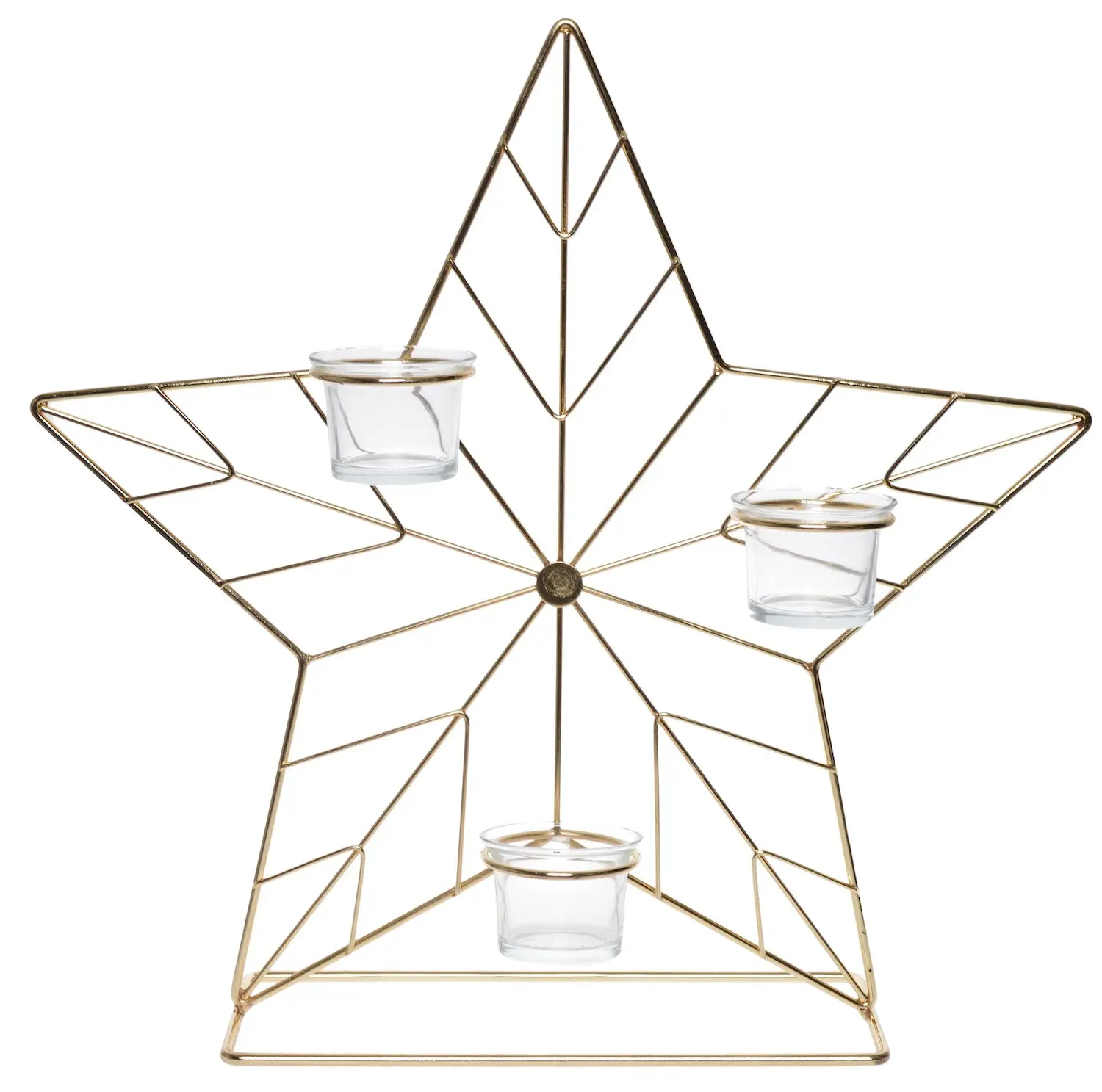 Świecznik metalowy GWIAZDA 40 cm złoty