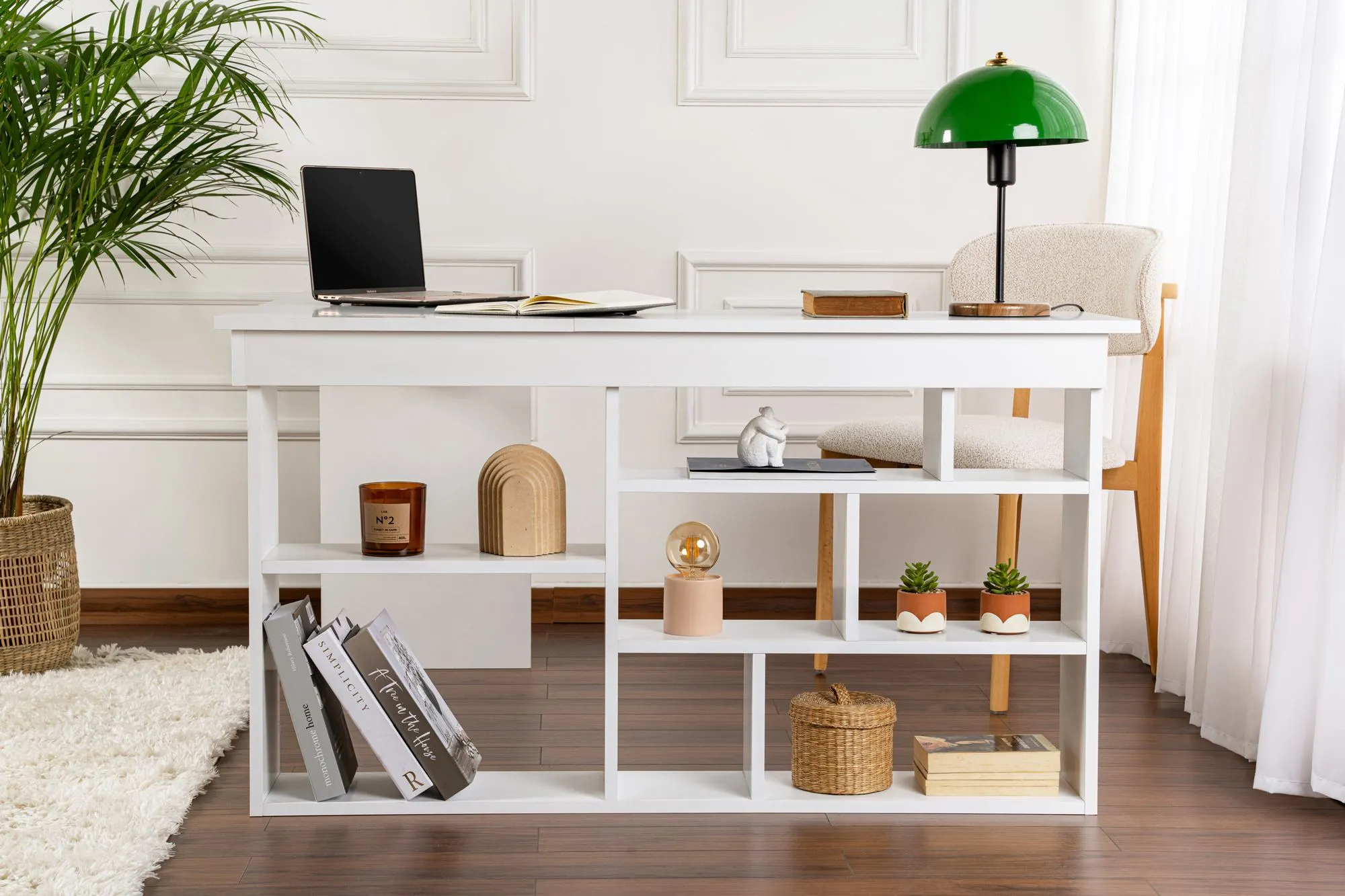 Biurko narożne z regałem VESPER 120x 130 cm białe - ASI_241NRD1115