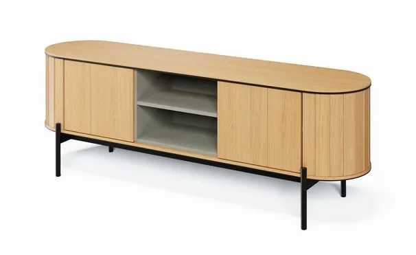 Zaokrąglona szafka RTV Rotto RT-05 168cm dąb vincenza/eukaliptus