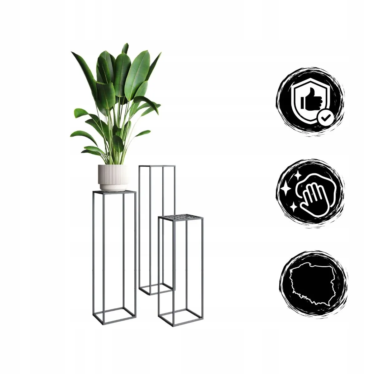 Kwietnik stojący metalowy z siatką RENES S czarny - LD_TZ000040