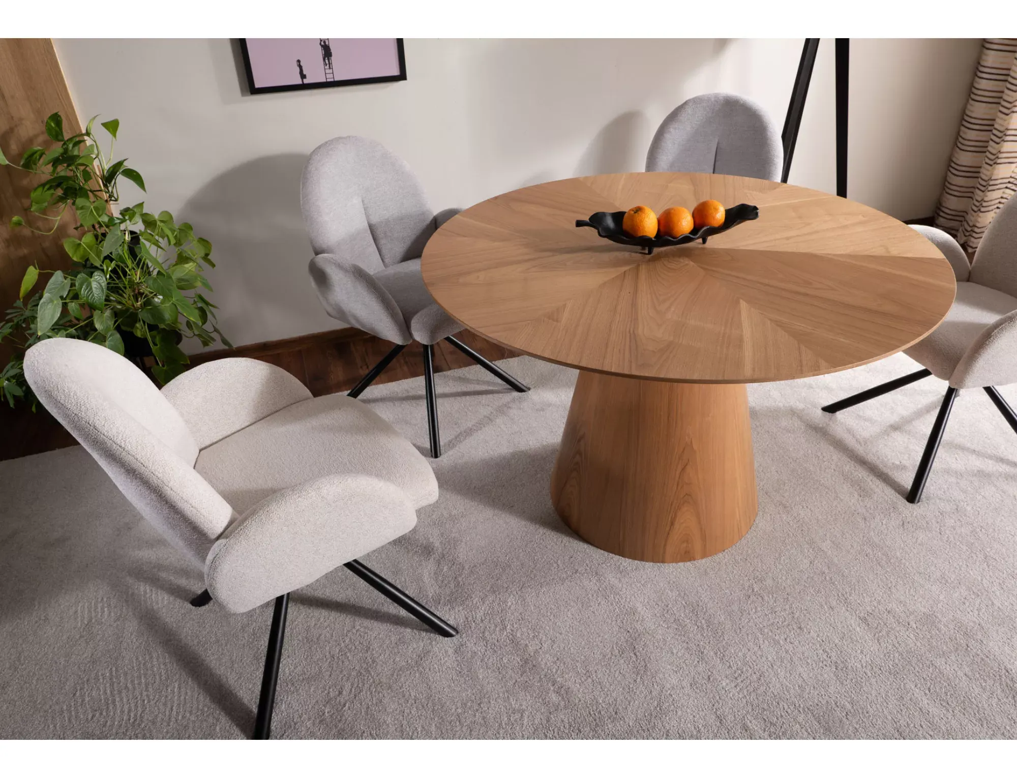 Stół okrągły ANGEL 120 cm efekt dębu - ANGELDFI120