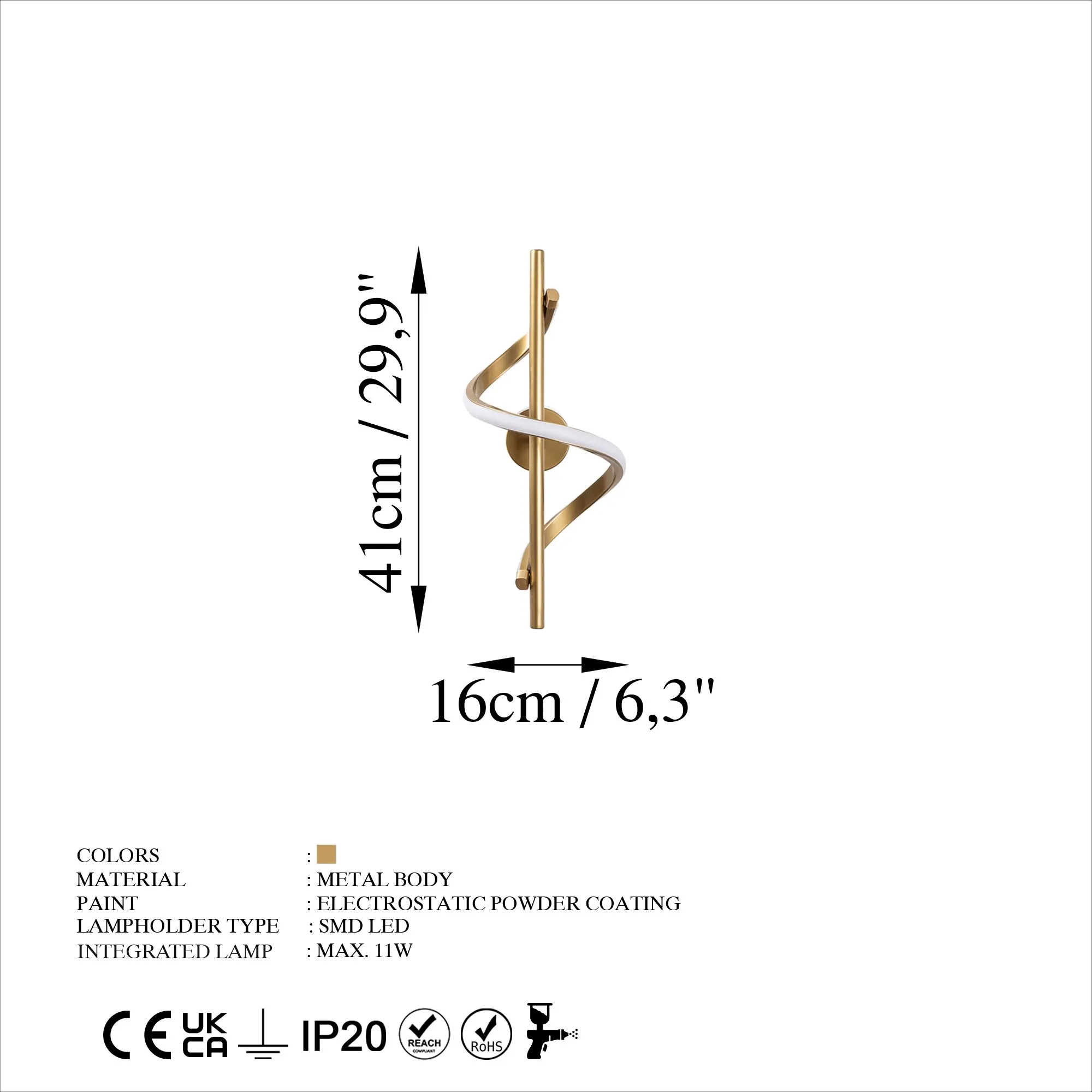 Lampa ścienna kinkiet LIKMA 16x41cm złota - ASI_119FRS1114