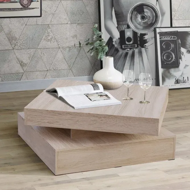 Stolik kawowy obrotowy CFTT4181 COFFEE TABLES 78x78 cm Dąb Sonoma - CFTT4181-D30