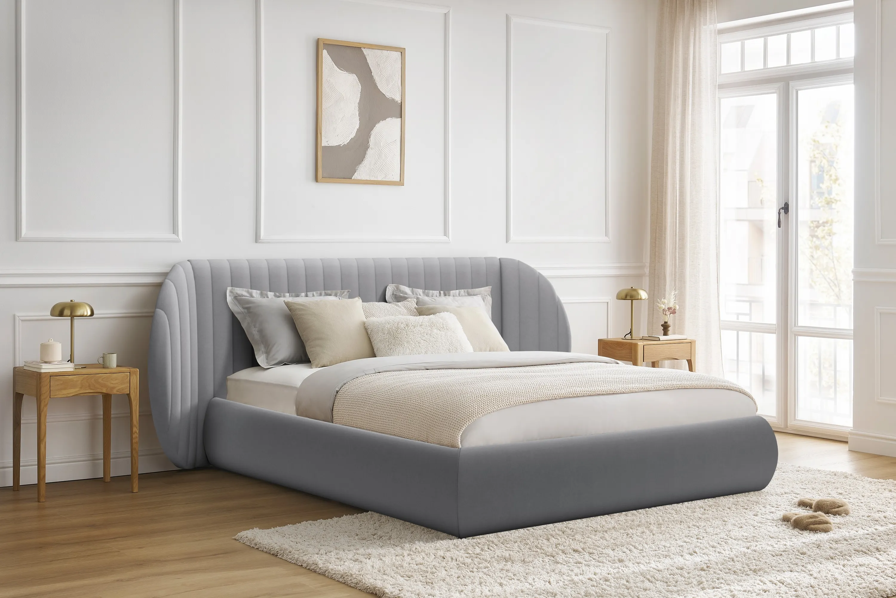Łóżko Galin z pojemnikiem / 160x200 / Velluto 15 - szary - B_158692