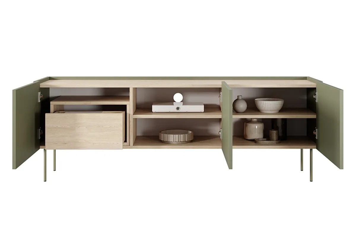 Szafka RTV DESIN 170 z szufladą - oliwkowa - dąb nagano - B_149116