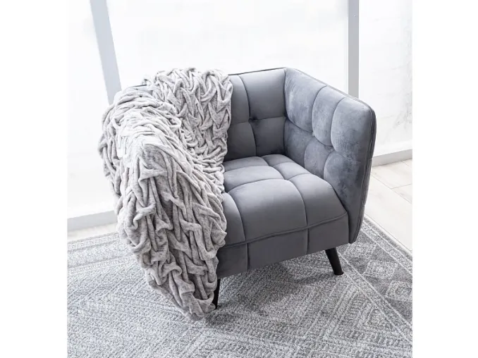 Fotel CASTELLO 1 VELVET Bluvel 14 szary wenge - CASTELLO1V14