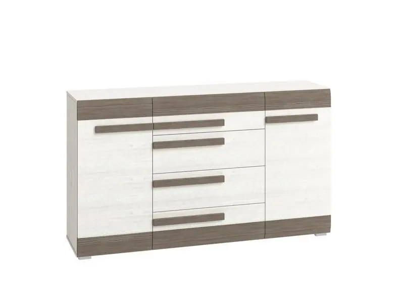 Komoda 2-drzwiowa z szufladami BLANCO 06 sosna śnieżna 165 cm