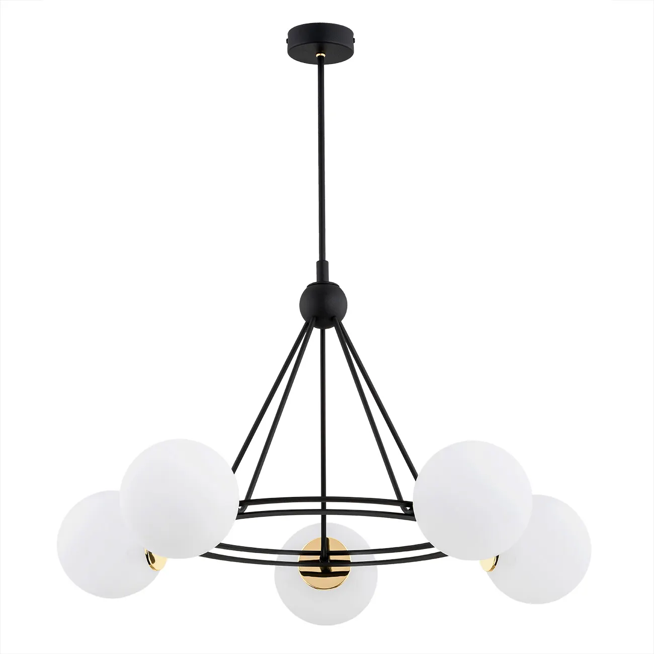 Żyrandol AMALFI metalowy czarny mosiądz opal 85x71cm - 2119