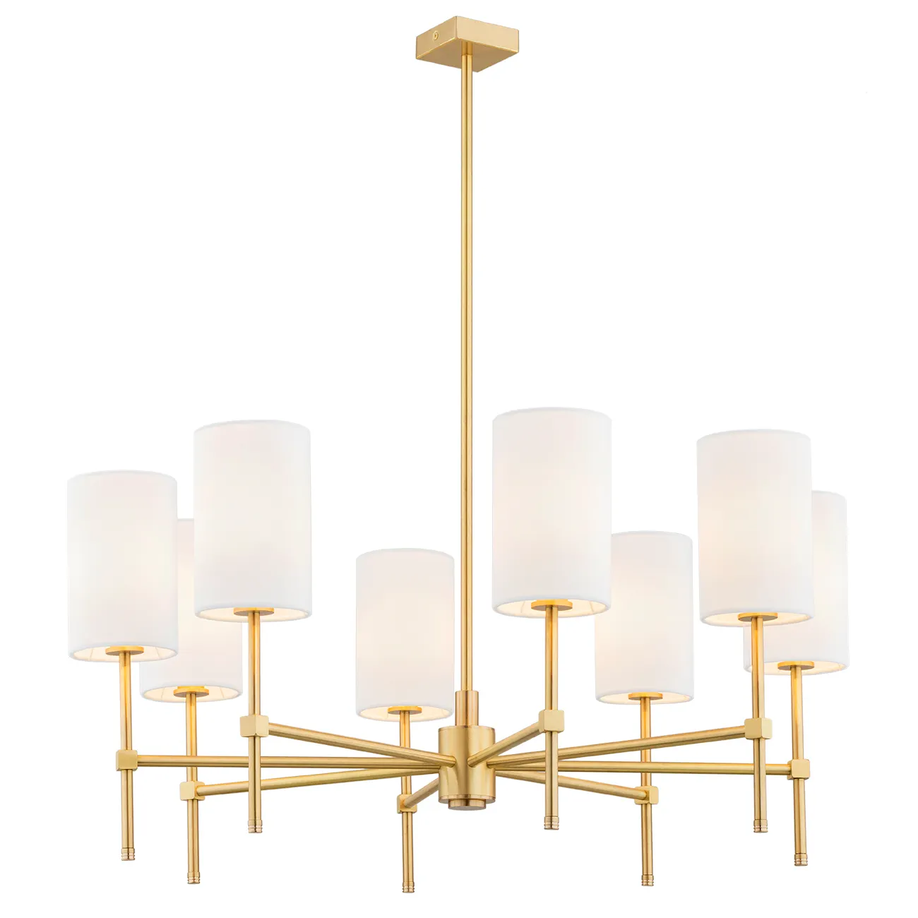 Żyrandol ABRUZZO metalowy rozłożysty mosiądz szczotkowany biały 91x86cm