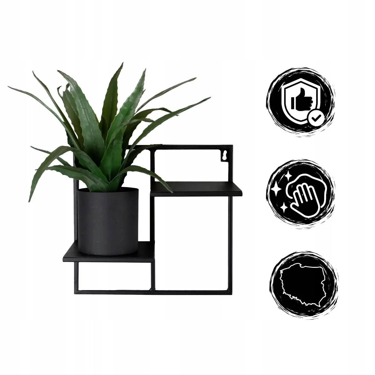 Kwietnik wiszący metalowy ELVEN M czarny - LD_TZ000176