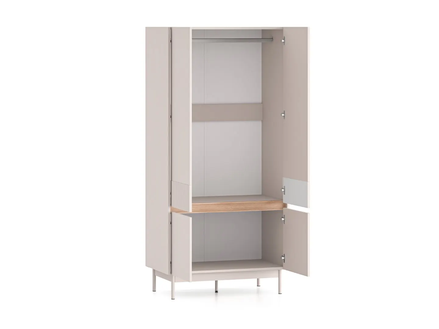 Szafa 4-drzwiowa z drążkiem DUNEA 196x92 ryflowana kaszmir - dąb cremona - 1DUNE01-001