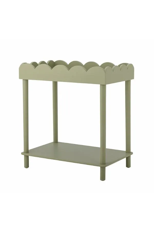 regał, stolik, drewniany, zielony, półka
