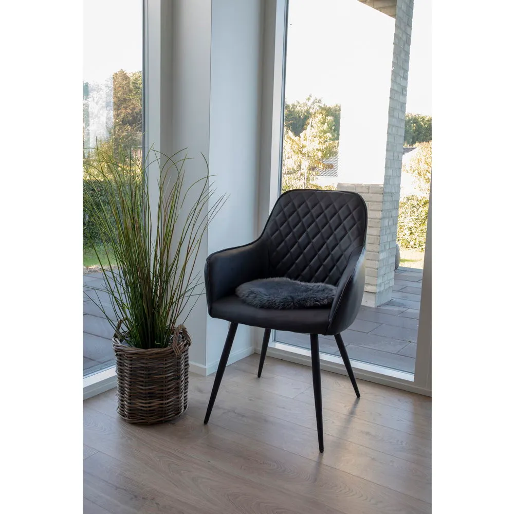 Siedzisko ze skóry jagnięcej LAMBSKIN okrągłe fi35 cm szary - 3981013