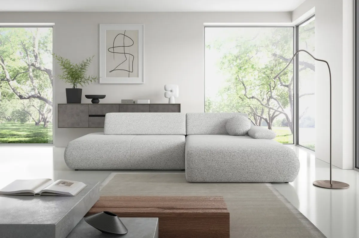 Narożnik rozkładany z pojemnikiem PUENTE 286 cm prawostronny jasnoszary - PUENTE_NAR_PUENTE80_P