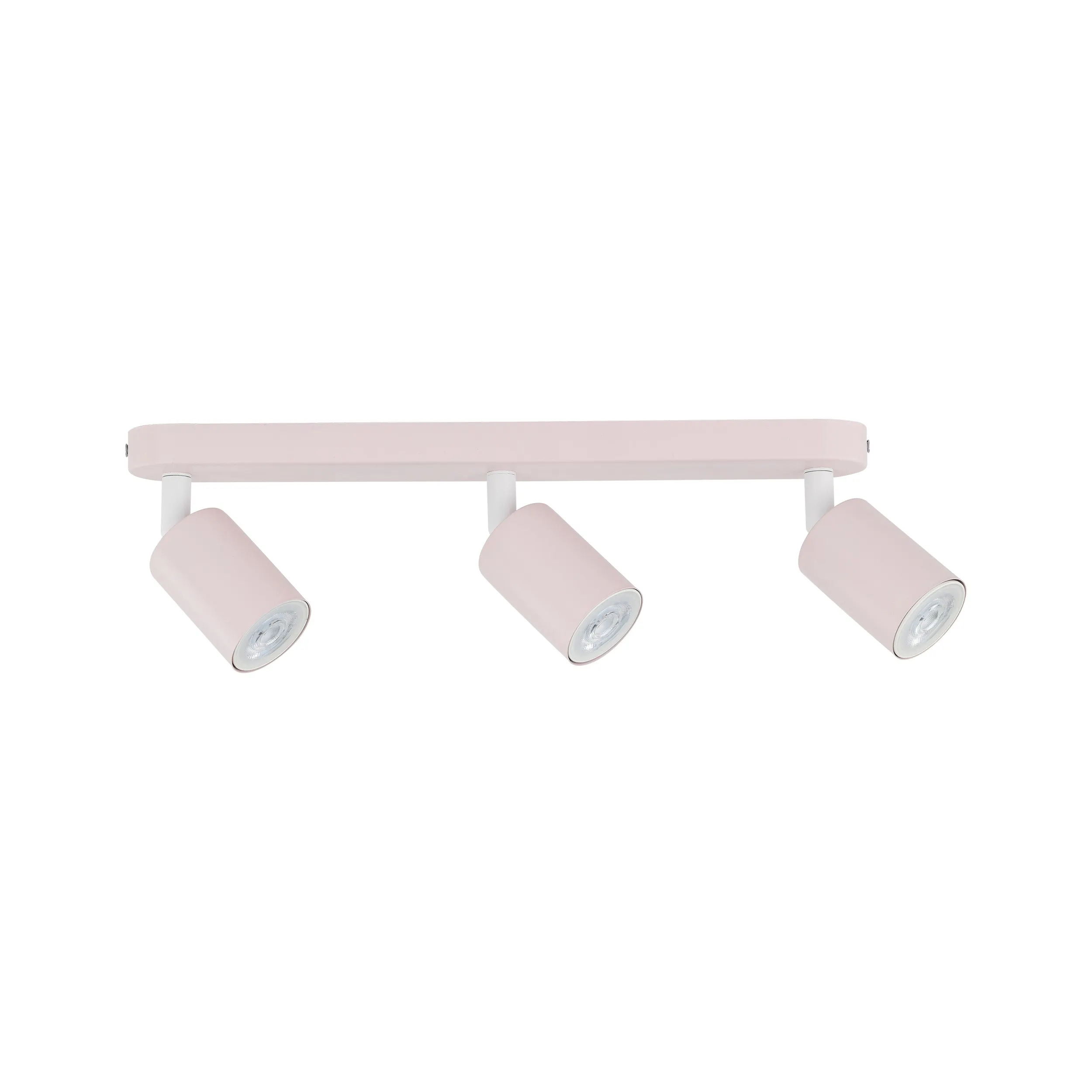 Lampa sufitowa LIVIA różowa z białymi elementami potrójna regulowana na metalowej listwie 52x17x14cm