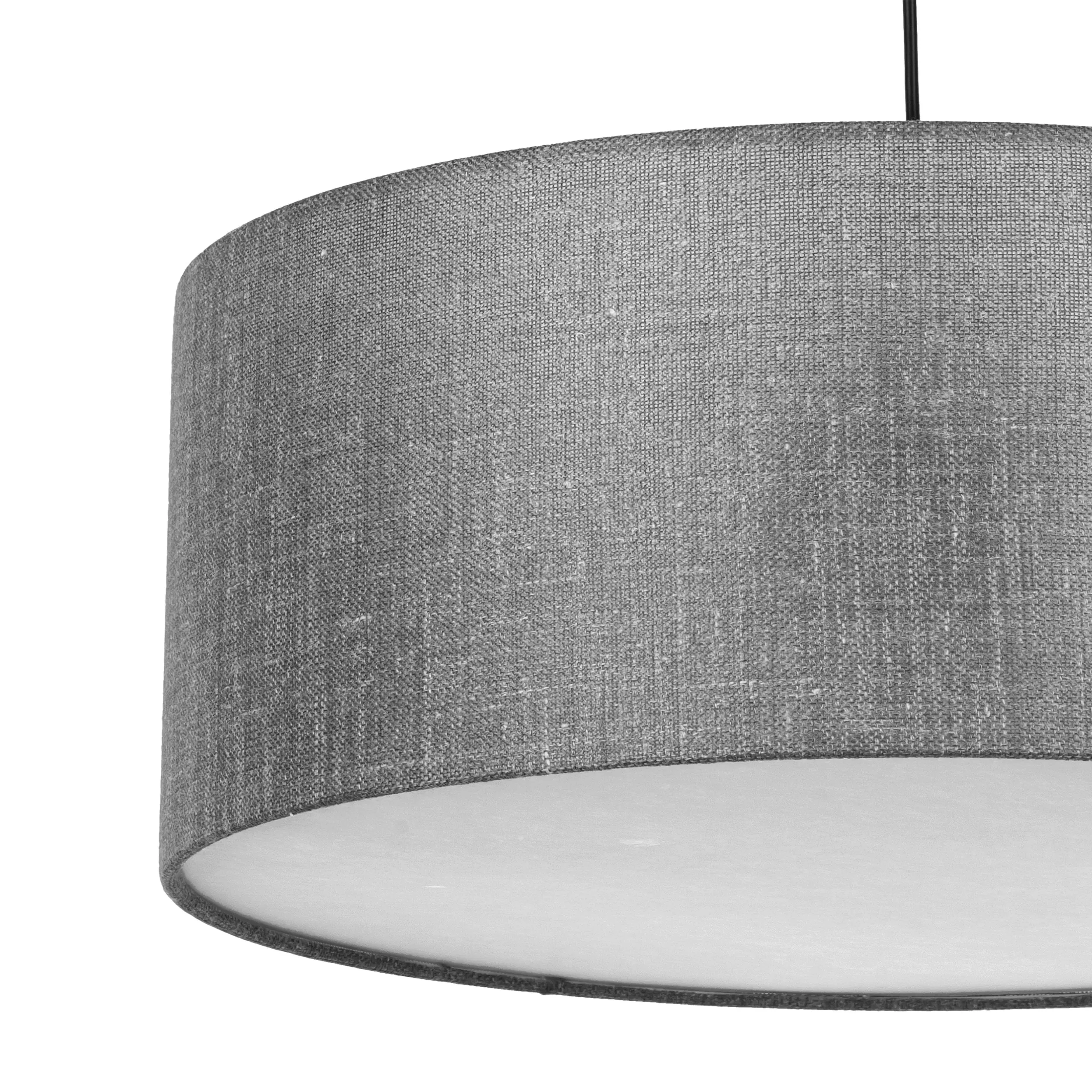 Lampa wisząca EARTH szary okrągły klosz z tkaniny z białym elementem czarna podstawa i przewód 110x50cm - TK_4654