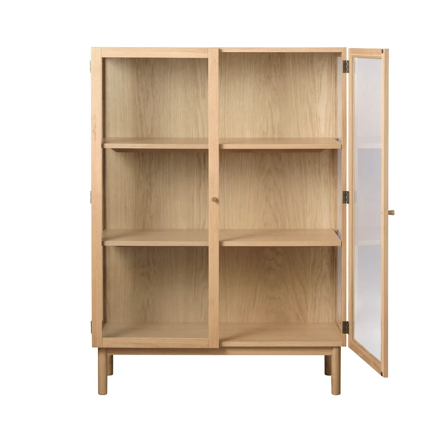 Witryna niska 2-drzwiowa ELBA z przeszklonymi drzwiami i bokami - dąb naturalny - UN_48470200