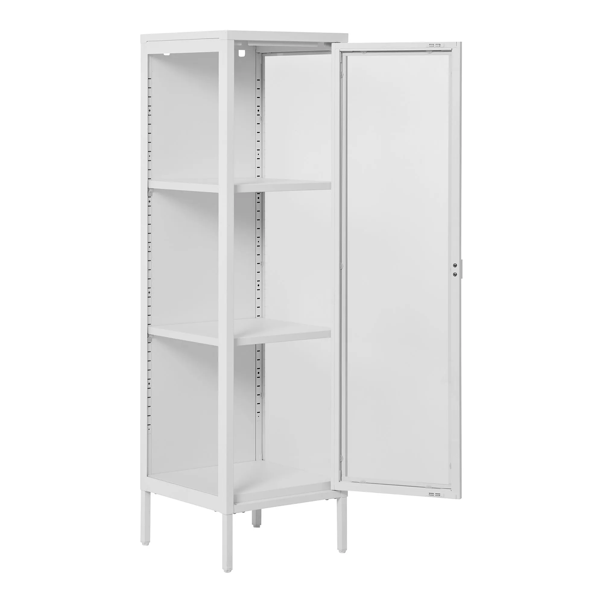 Witryna niska 1-drzwiowa BRISBANE przeszklone boki 40x35x140 cm - biała - 3003006