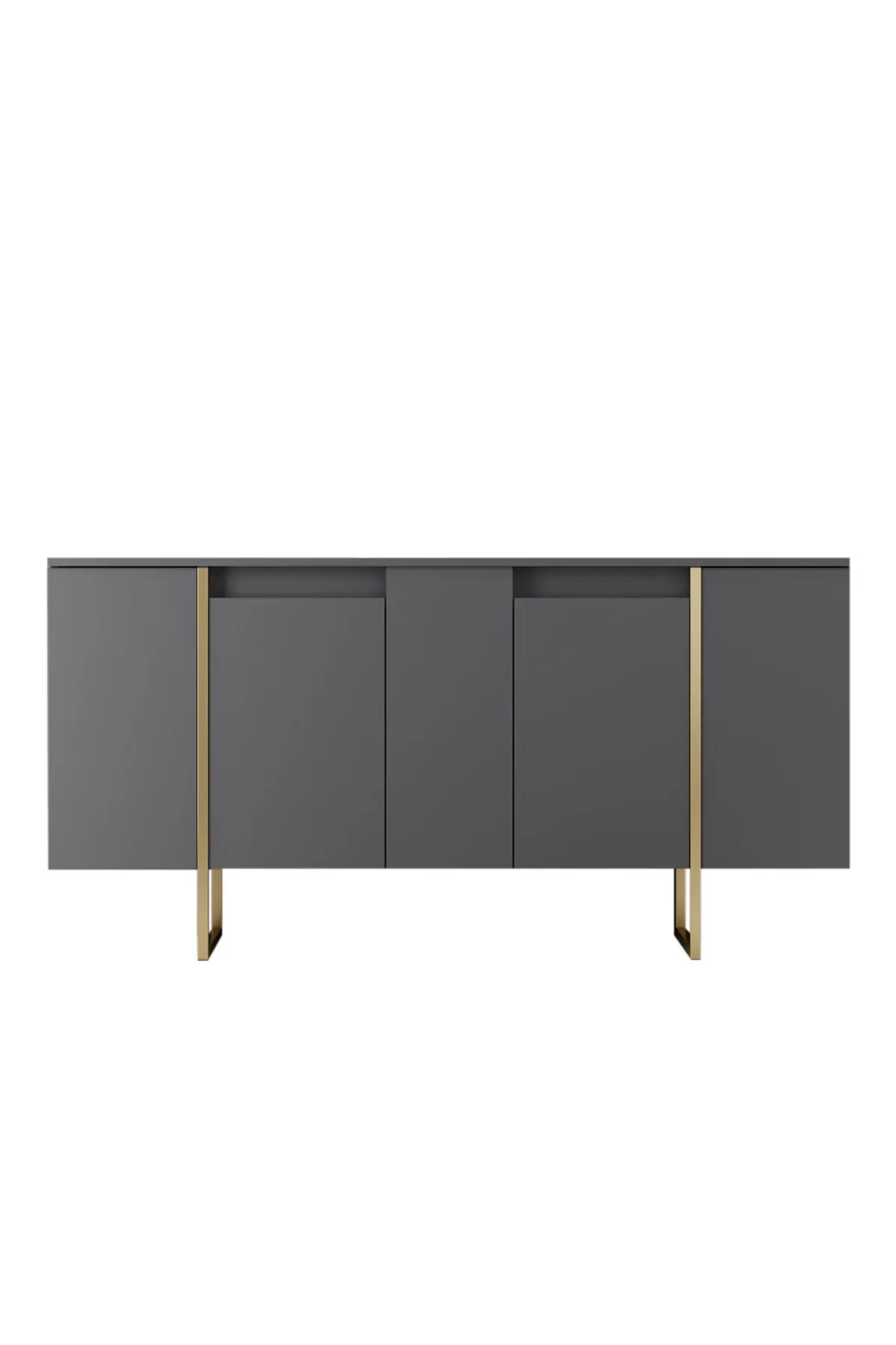 Komoda 4-drzwiowa LUXE 160 cm antracytowa złoty stelaż — zdjęcie 2