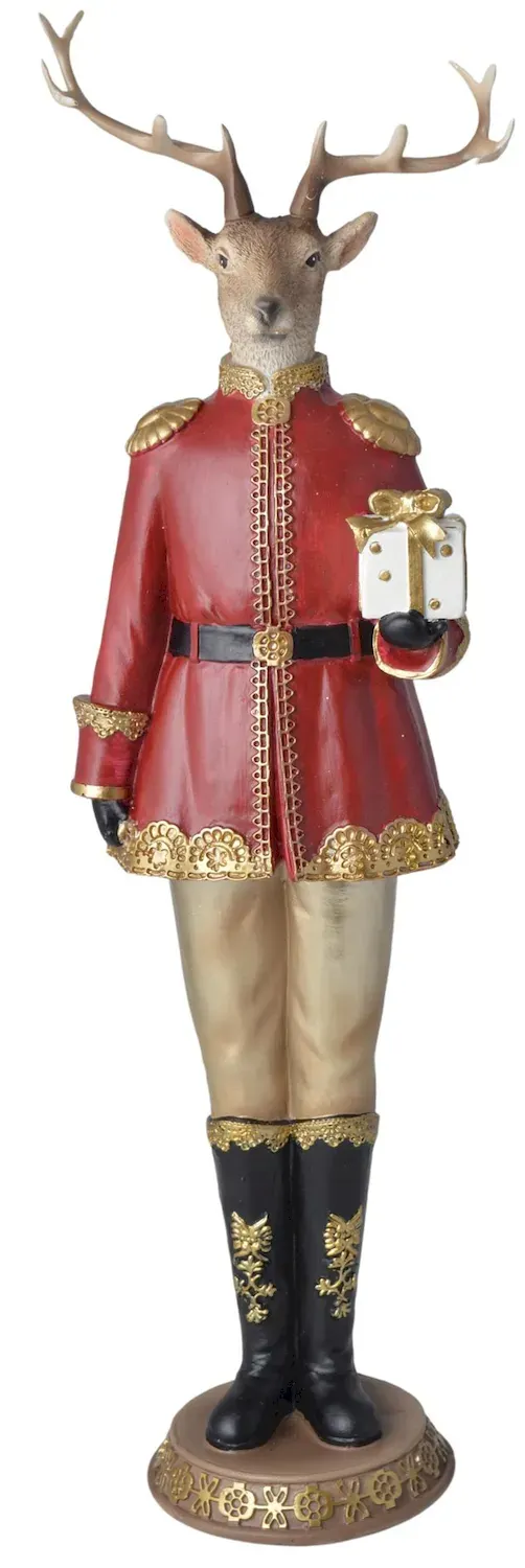 Figurka RENIFER Z PREZENTEM wielokolorowy Figurka RENIFER Z PREZENTEM wielokolorowy