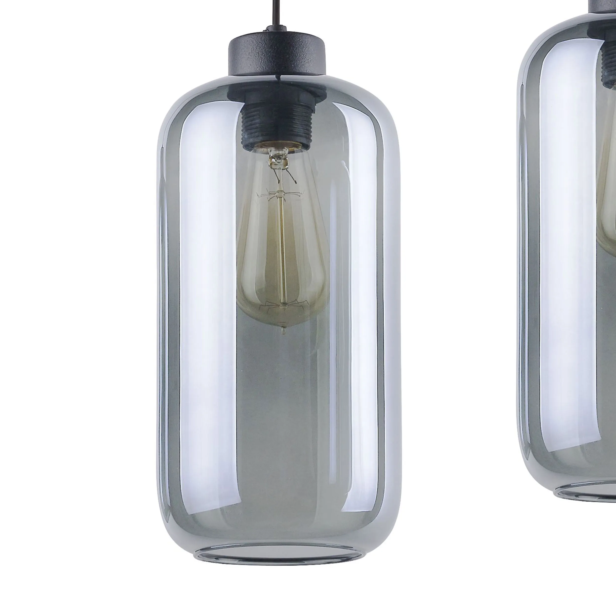 Lampa wisząca MARCO czarna z szarymi szklanymi kloszami 130x83x14cm - TK_2078