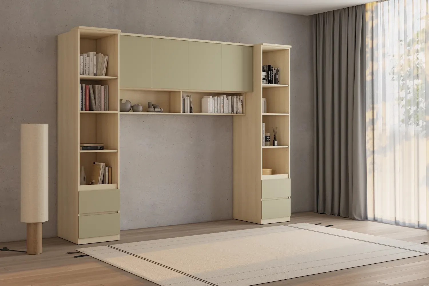 Szafka wisząca 4-drzwiowa P/L 186 cm TERRA 13 dąb Lindberg eukaliptus — zdjęcie 7