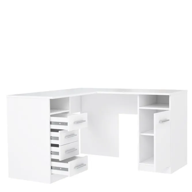 Biurko NET106 narożne z szafką i 4 szufladami - biały - OFDB125-120