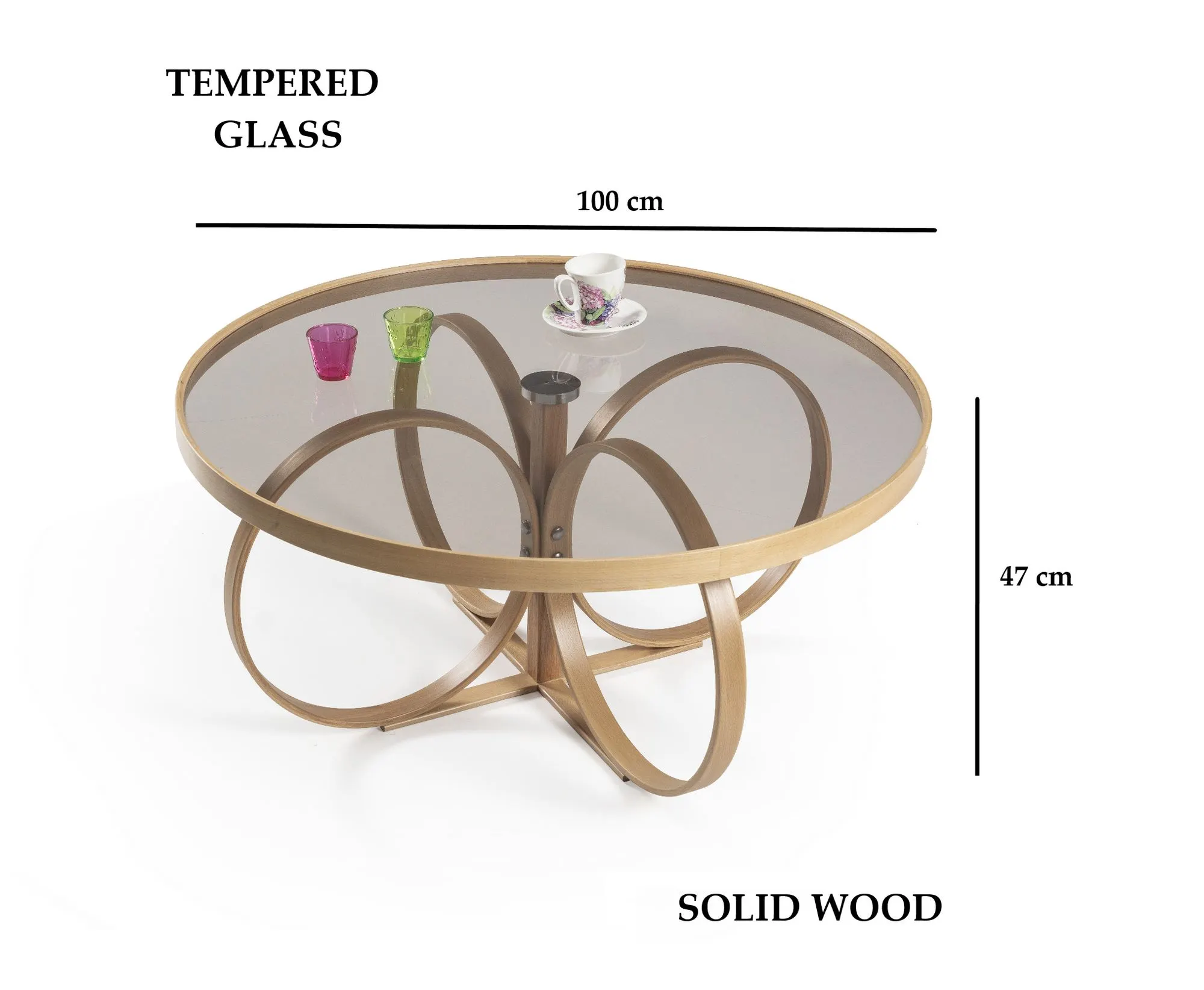 Stolik kawowy okrągły TOKYO Fi 100 cm dąb brązowy - ASI_643MRL1113