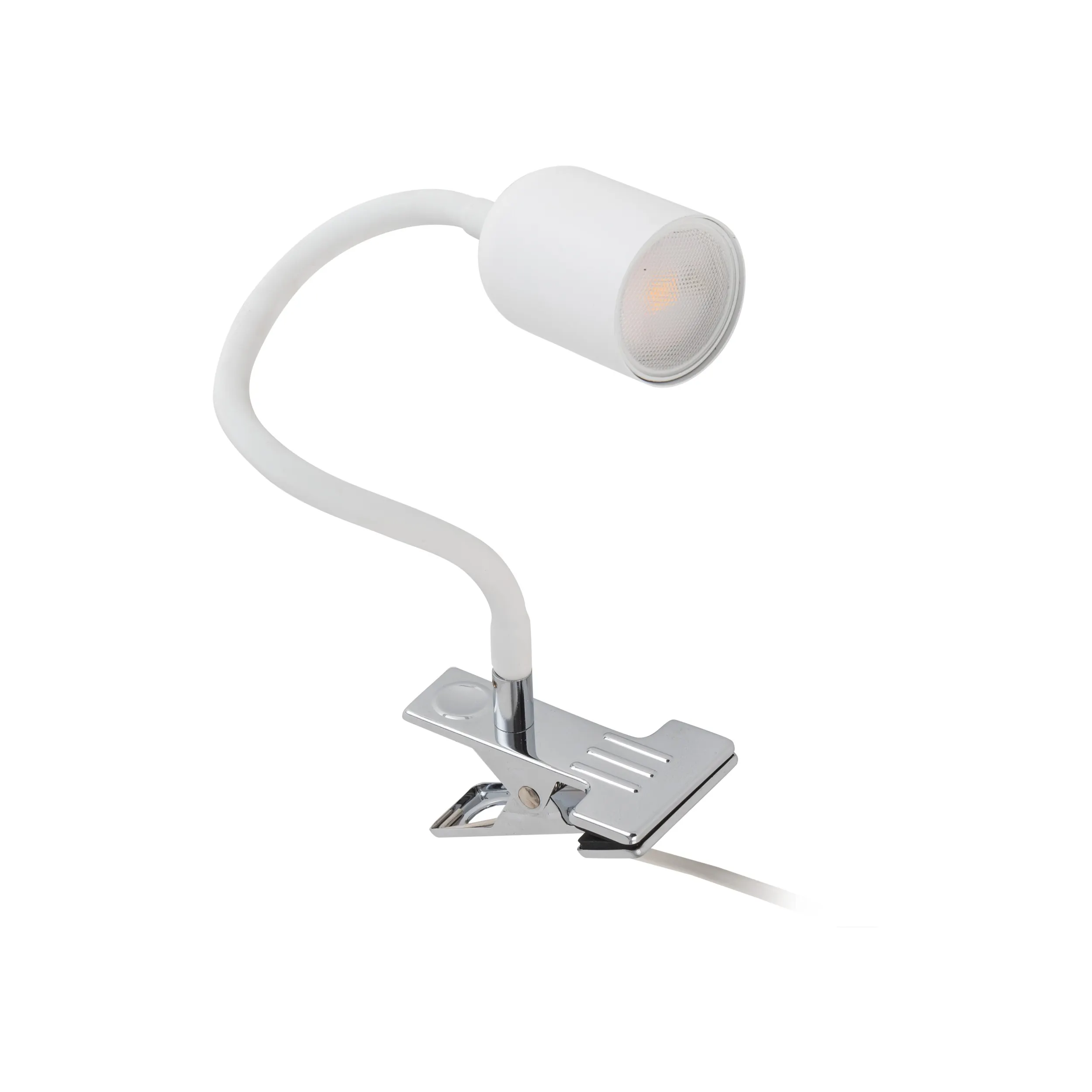 Lampa mobilna na klips TOP biała z chromowaną podstawą regulowana 35x20x6cm - TK_4559