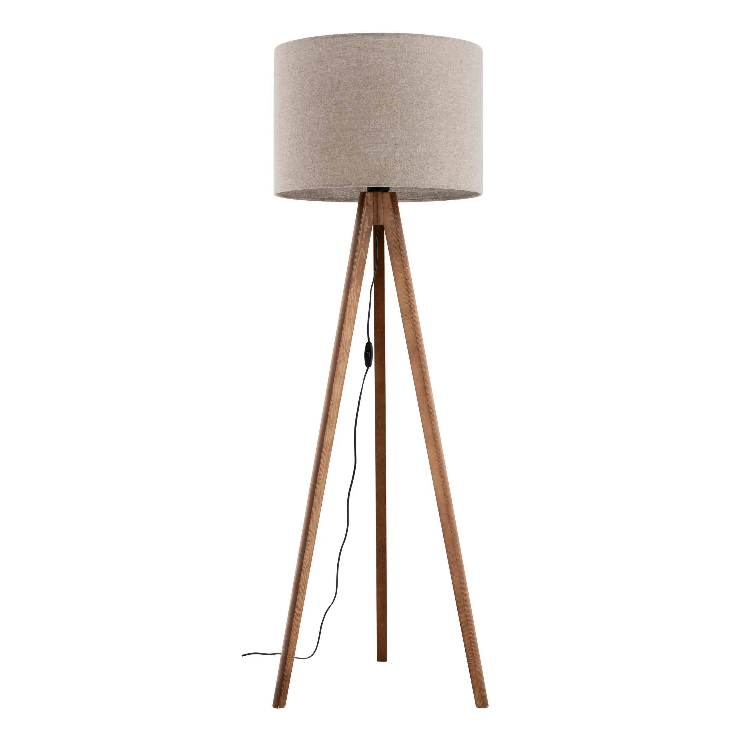 Lampa podłogowa GRAND orzechowe ciemne nogi brązowy okrągły abażur 145x50cm