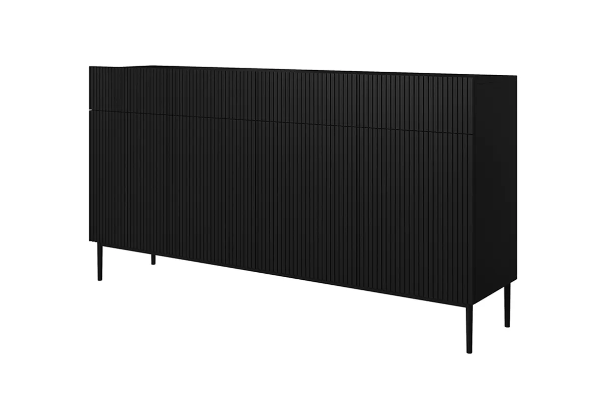 Komoda NICOLE 200 z 4 szufladami - czarny mat - czarny stelaż Komoda NICOLE 200 z 4 szufladami - czarny mat - czarny stelaż