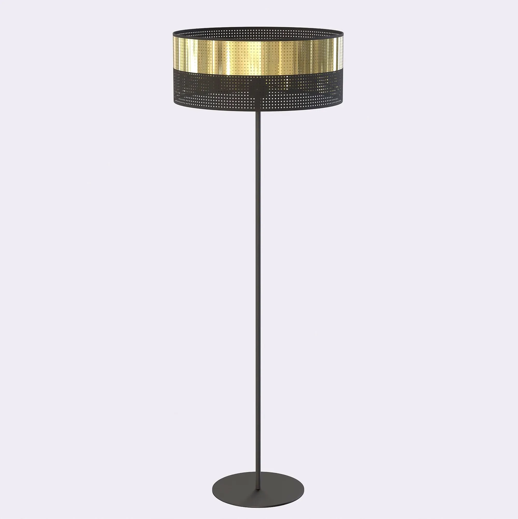 Lampa podłogowa LUX LP1 BL GOLD z abażurem czarna złota