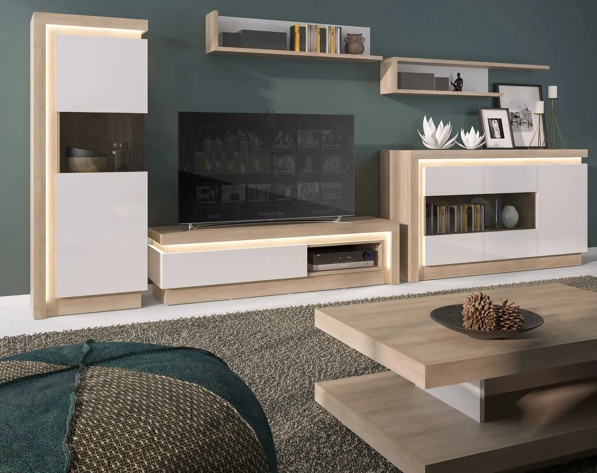 Półka wisząca LYON 120 cm biała dąb riviera