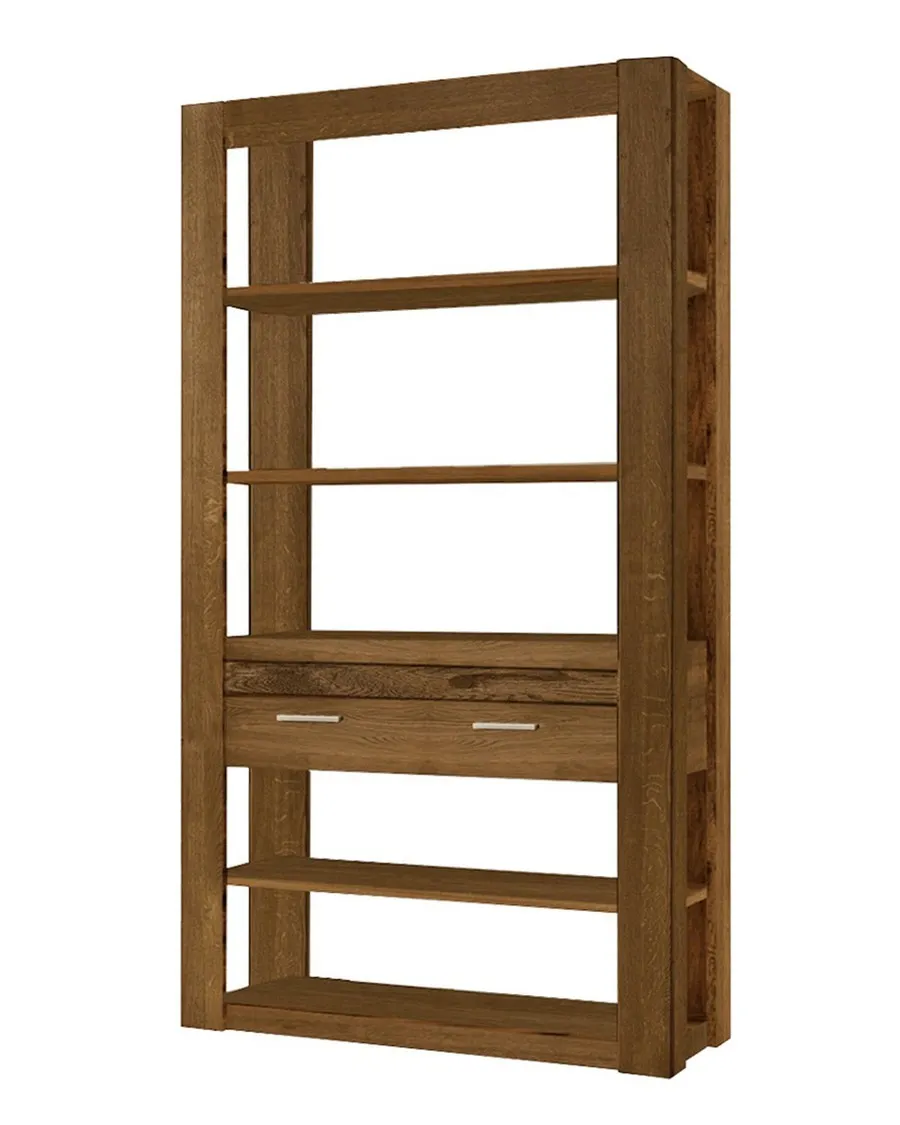 Regał z szufladą VELVET 18 drewniany dąb rustical 200x116x42cm