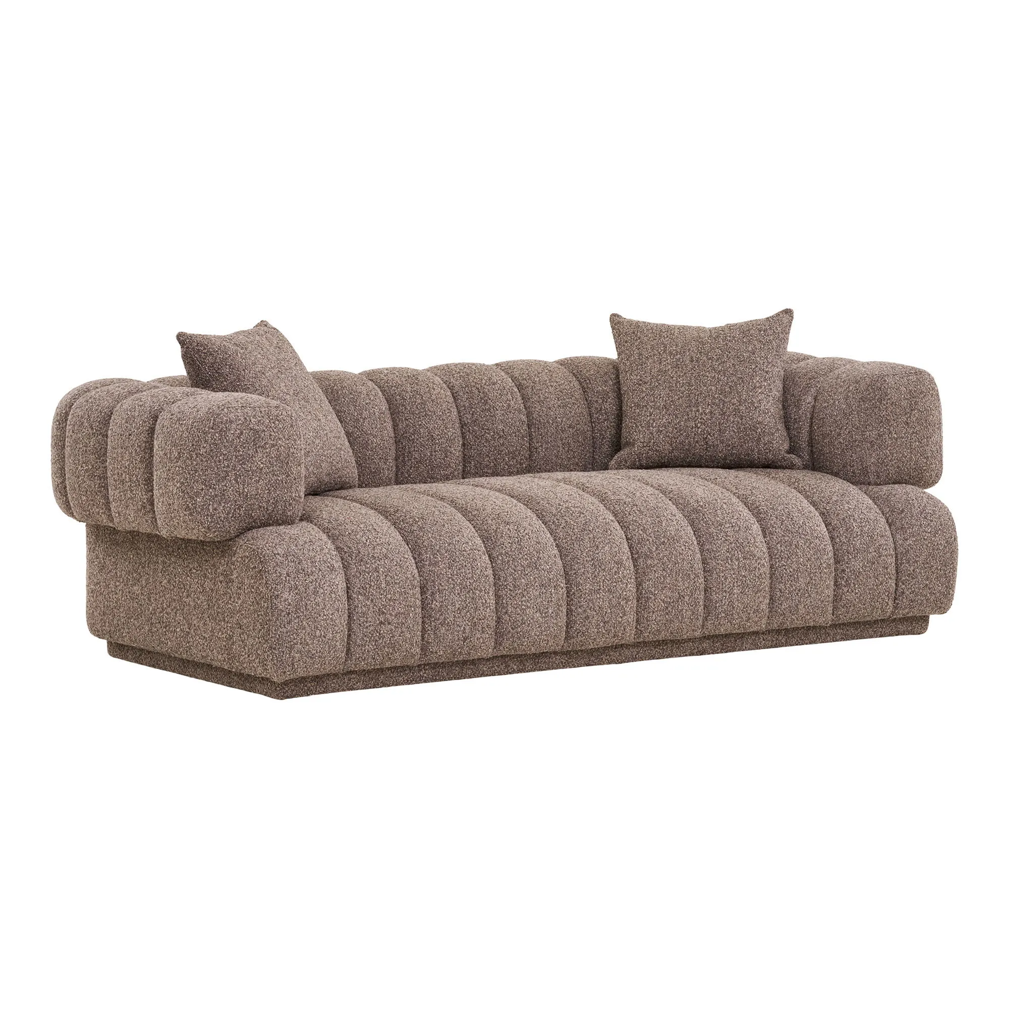 Sofa wypoczynkowa z 2 poduszkami AURORA z podłokietnikami brązowa