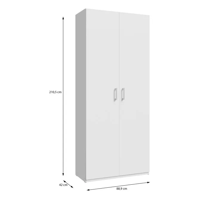 Szafa 2-drzwiowa HOME NOOK 2 drążki i półki 90cm biała — zdjęcie 11