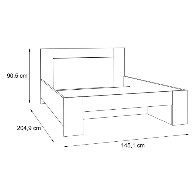 Łóżko z zagłówkiem CLIF 140x200 - old wood vintage, beton - CLFL1141-C546