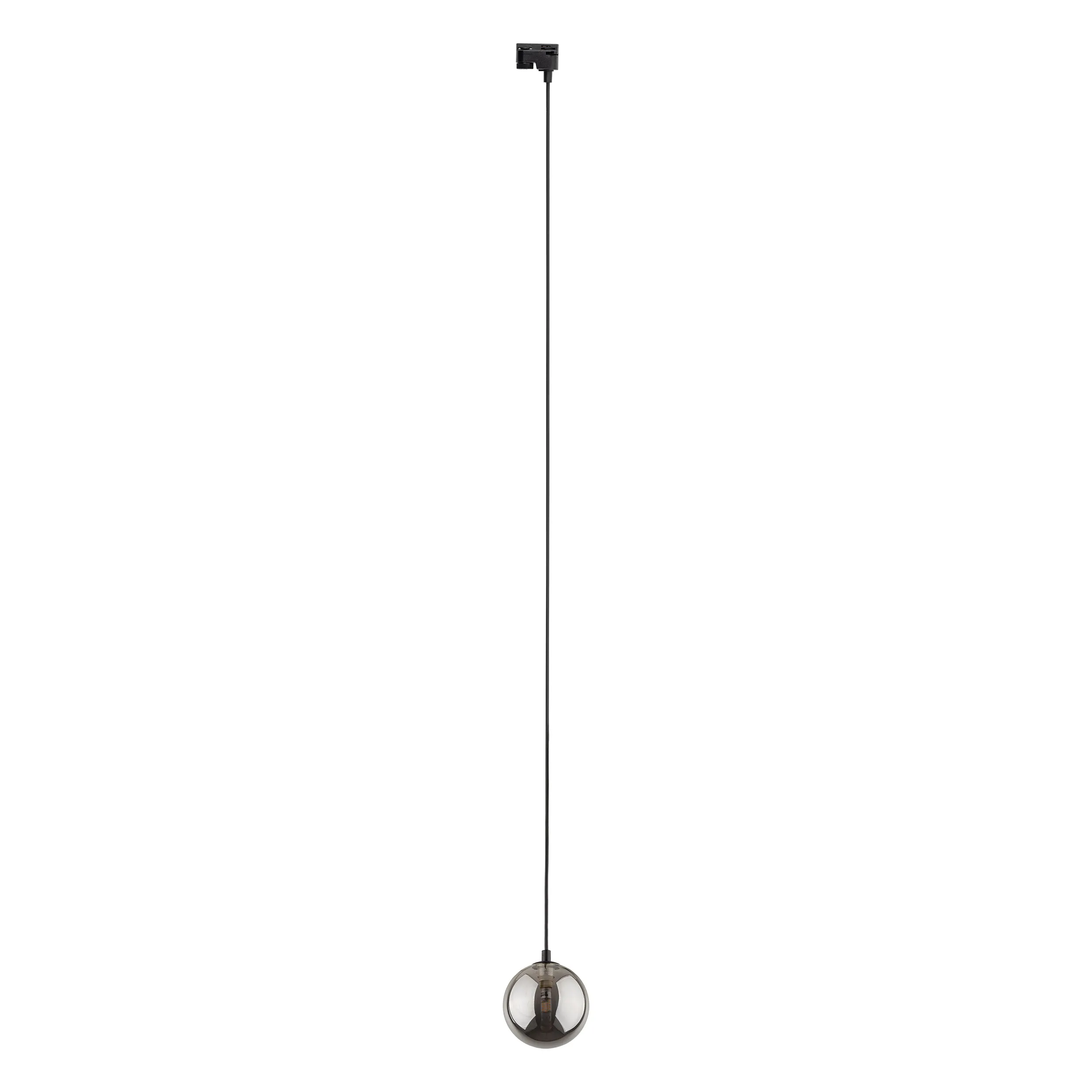 Lampa listwowa wisząca TRACER czarna z szarym okrągłym szklanym kloszem 155x12cm - TK_4926