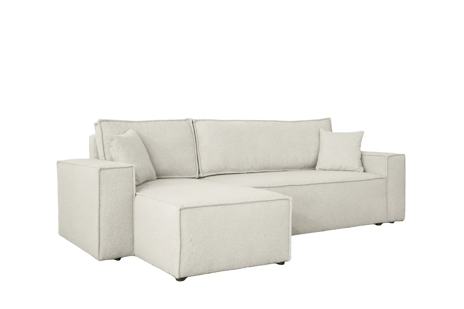 Narożnik uniwersalny KARL L 244cm rozkładany boucle tkanina Quelle 02 ecru