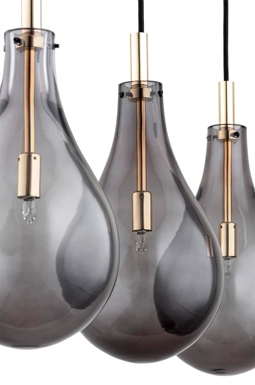 Lampa wisząca OAKLAND czarna złota dymione szkła 120x115cm - 1740